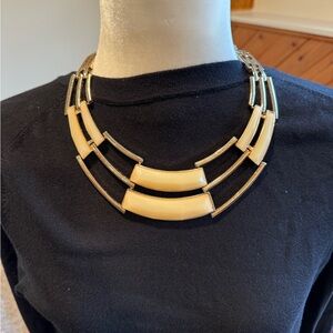 Collar Necklace Gold Cream Bold Modern Statement Piece Bib Style Geometric look